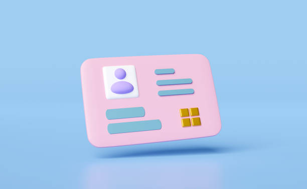 istock 3d Id card icon isolated on blue background. human resources, plastic card, Job search, verify identity concept, 3d render illustration 1500755500