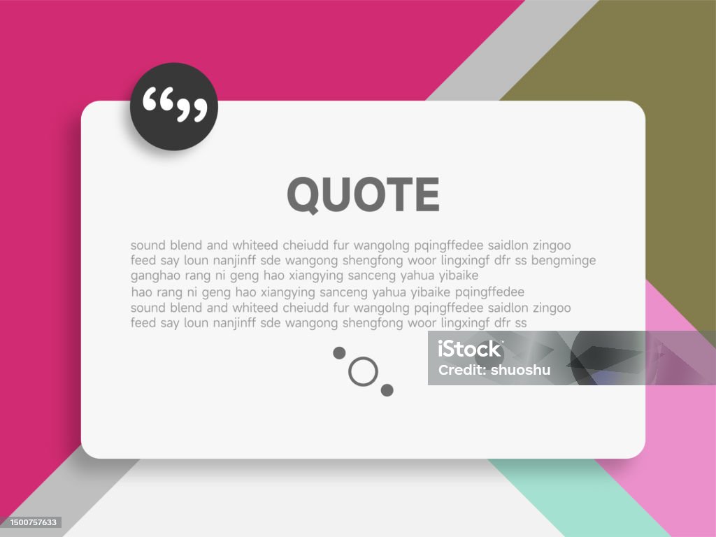 Quote Bubble Comment Note Frame Material Flat Design Color Template ...