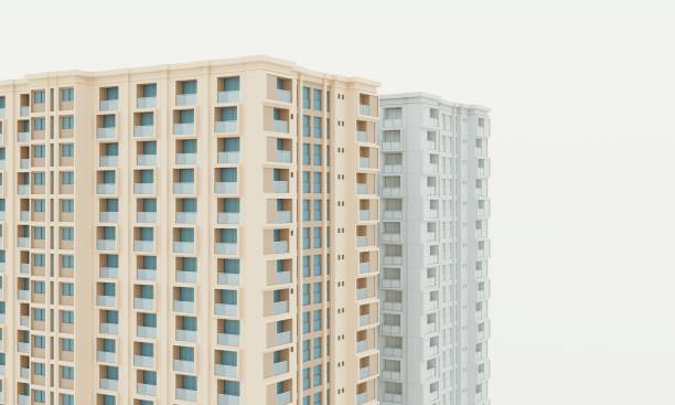 istock Modern hotel building with a white building wireframe scene 1500758956
