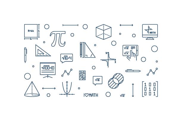я люблю математику горизонтальный векторный баннер с тонкими линиями. математическая концепция линейная иллюстрация - mathematics stock illustrations