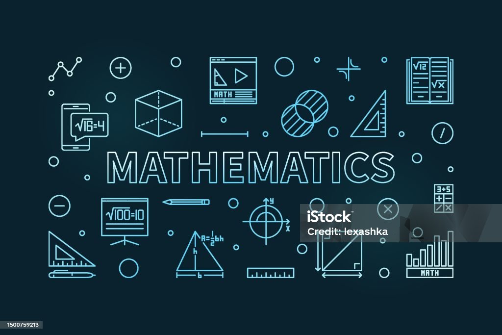 Simple Math Photo Banner Mathematics Vector Thin Line Horizontal Blue Modern Banner Math Science ...