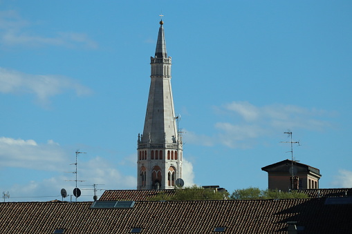 View of the Ghirlandina tower and the roofs of Modena