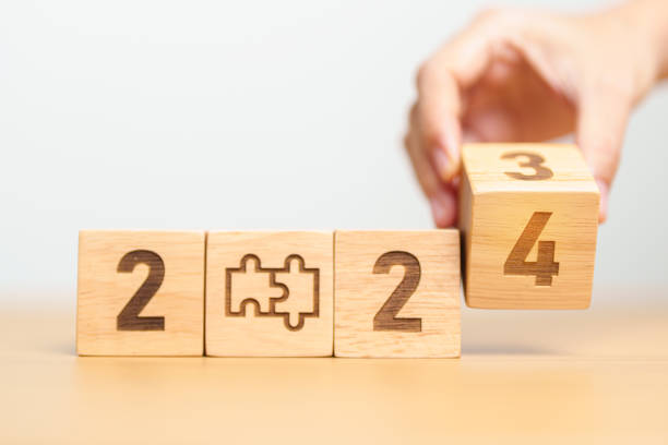 istock 2024 block with jigsaw puzzle icon. Business Process, Team, teamwork, Goal, mission, Resolution, strategy, plan, Action, partnership, and New Year start 1500766164