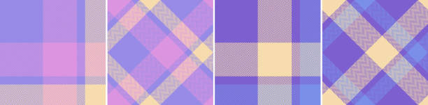 チェック柄のシームレスなパターンセットの背景を確認してください。 - checked purple tablecloth pattern点のイラスト素材／クリップアート素材／マンガ素材／アイコン素材