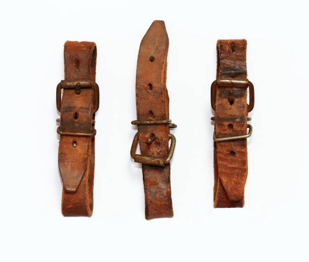 istock Old leather straps used to tie up skis togetner 1500772293