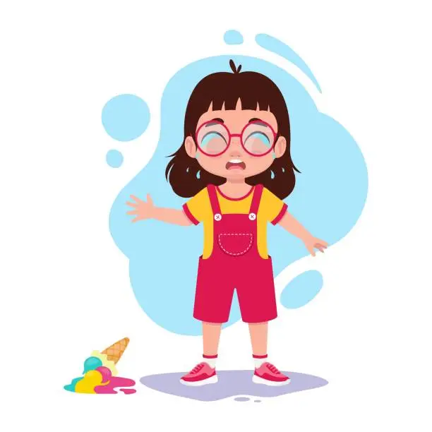 Vector illustration of Child dropped ice cream