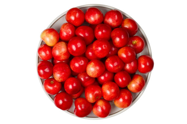 istock Sweet cherries on a plate. View from above. 1500777510