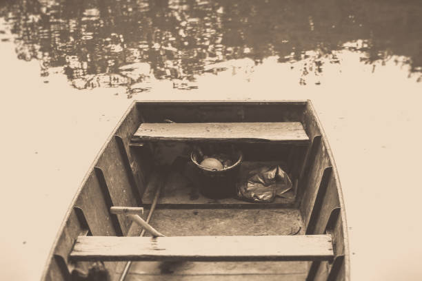 Little boat on the lake enjoying the summer