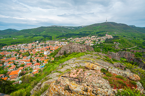 Large panorama view from the mountain Beshtau, summer sunny day near Pyatigorsk