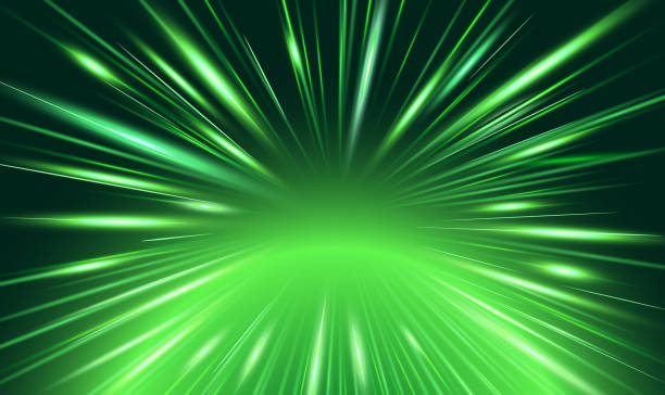 istock Green glowing lines and rays of strong energy. 1500784602