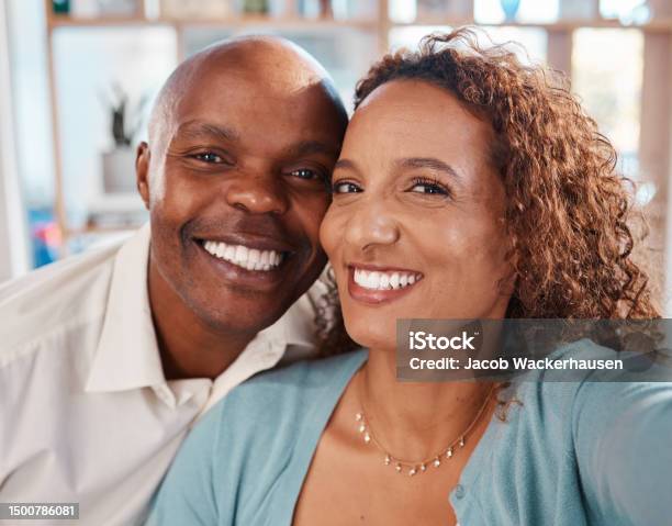 Selfie Happy And Portrait Of Couple In Home For Bonding Quality Time