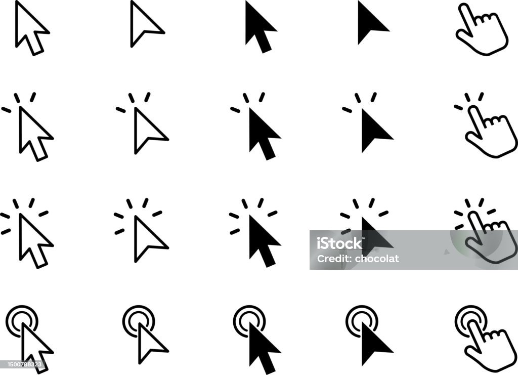 Point Mouse Click Vector Mouse Pointer Click Set Stock Illustration - Download Image Now ...