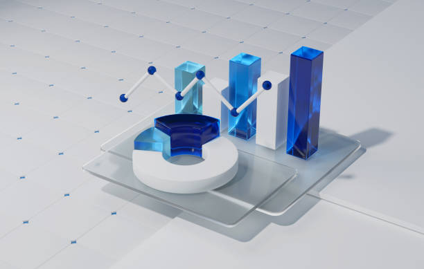 análise de dados financeiros e crescimento do negócio com gráfico de pizza e gráfico de barras em fundo branco. - analyzing data bar graph graph - fotografias e filmes do acervo