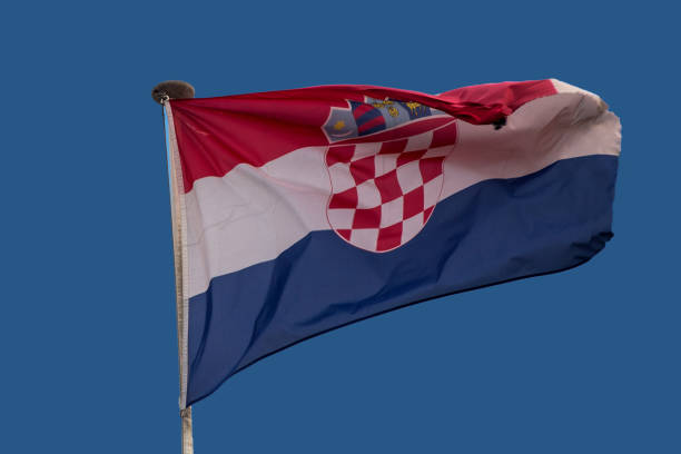 istock Croatian flag flying in the wind. 1500795853