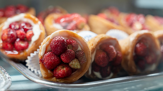 Assortimenento Tray of Pastries with Cream and Fruit