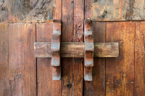 istock Thai design wooden door lock 1500802815