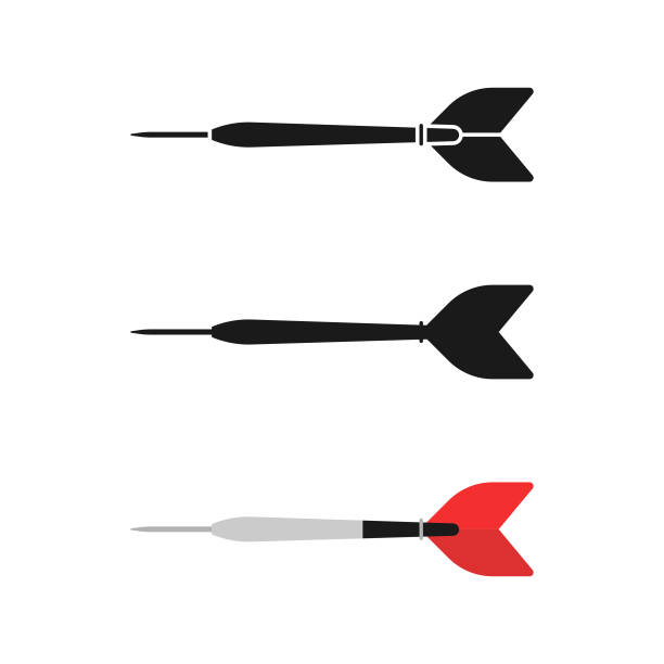 pfeil-icon-vektordesign auf weißem hintergrund. - dart darts red aspirations stock-grafiken, -clipart, -cartoons und -symbole