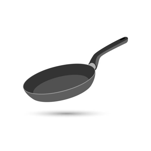 ilustrações de stock, clip art, desenhos animados e ícones de frying pan icon vector design on white background. - pan frying pan fried saucepan