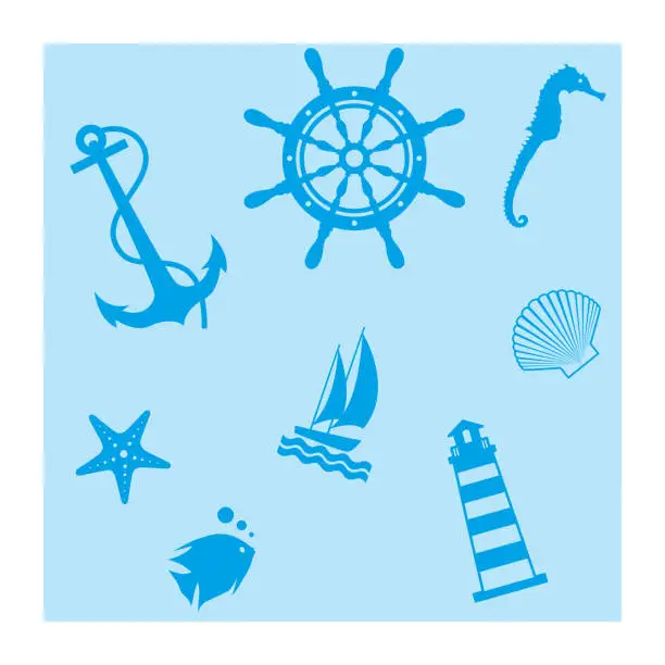 Vector illustration of nautical seamless pattern