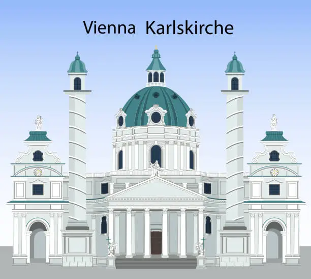 Vector illustration of Saint Charles's Church in Vienna