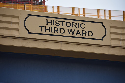 Historical Third Ward sign In Milwaukee, Wisconsin urban district