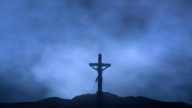 Jesus silhouette crucified on Calvary at night Jesus silhouette crucified on Calvary at night what mountain was jesus crucified on stock pictures, royalty-free photos & images