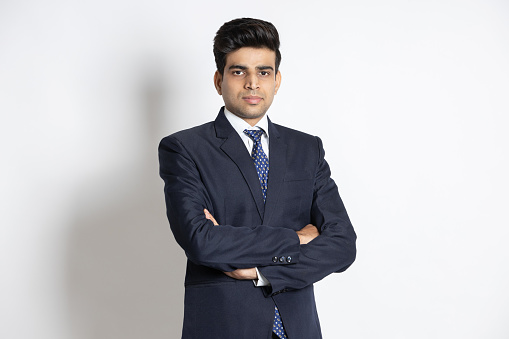 Young business man in white background