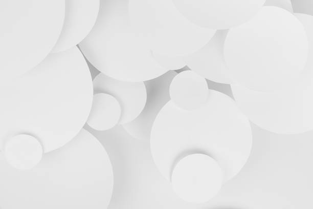 istock White abstract background of paper circles pattern of different size fly, perspective, top view, backdrop for advertising, design, card, poster, flyer, text in elegant soft light modern simple style. 1500830379