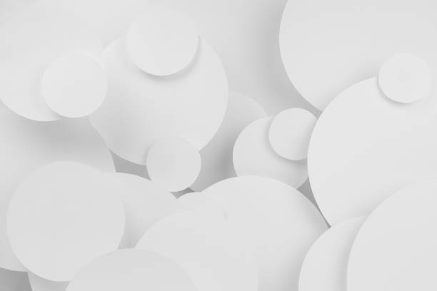 istock White abstract background of fly paper circles different size, perspective, top view, top view, backdrop for advertising, design, card, poster, flyer, text in elegant light modern purity calm style. 1500830418