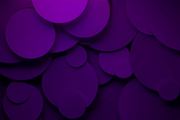 istock Saturated deep violet gradient abstract background of soar paper circles pattern of different size, top view, backdrop for advertising, design, card, poster, flyer, text, rich exquisite style. 1500830533