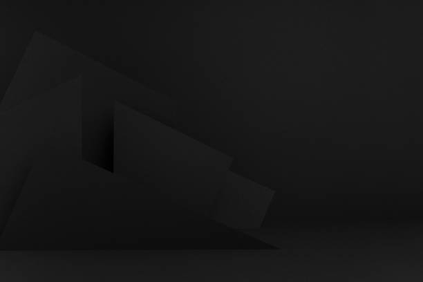 istock Luxury black stage mockup with abstract geometric pattern of angles, polygons and triangles as relief for presentation cosmetic products, goods, advertising, design in contemporary minimalist style. 1500830752