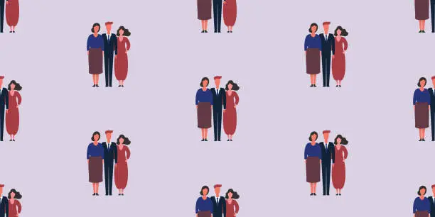 Vector illustration of Standing People Pattern Background