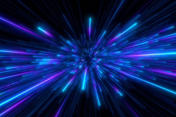 istock Speed of light in space on dark background. 1500837563
