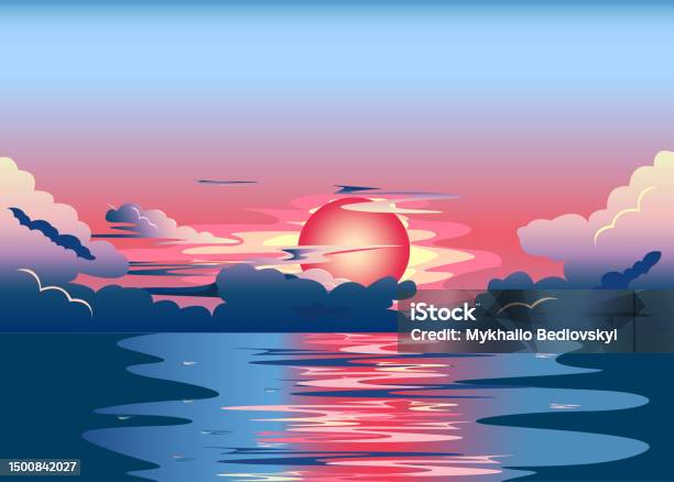 Red Sustet Vector Red Sunset Stock Illustration - Download Image Now - Abstract ...