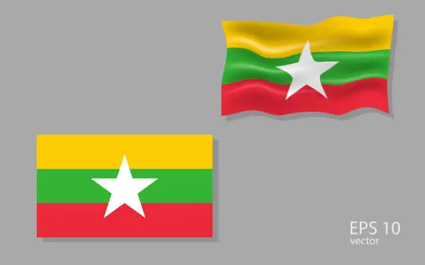 Vector illustration of Web Vector flag of Myanmar, illustration.