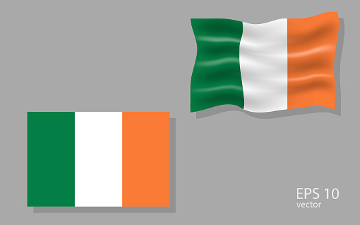 Vector flag of Irish, illustration.