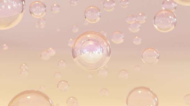 istock Cosmetic serum bubbles on bright background. 1500853279