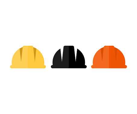 Set of Construction Helmet icon design. Safety helmet. Workwear, helmet construction and cogwheel. Safety and protection, engineer vector design and illustration.