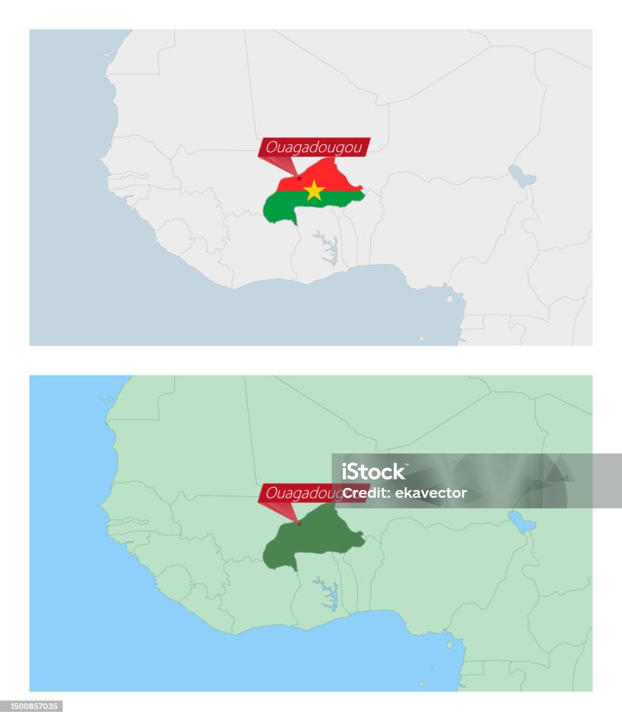 Burkina Faso Karte Mit Anstecknadel Der Landeshauptstadt Zwei Arten Von