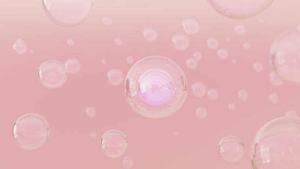 istock 3D cosmetic rendering Bubbles of serum on a black backdrop 1500857411