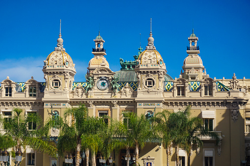 Mexico City, Mexico - September 3, 2020: Picture of the Bellas Artes palace and its garderns with tourists around