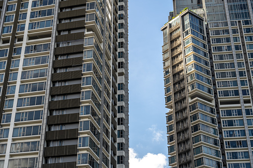 Details of high-rise buildings in urban residential areas