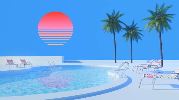 Swimming pool, Vaporwave Aesthetic