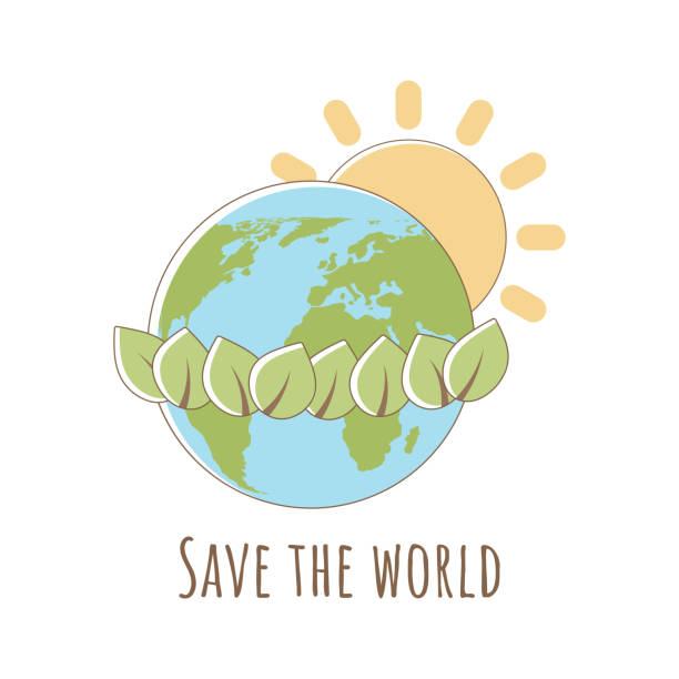 Vector Illustration With The Inscription Save The Planet Trees And
