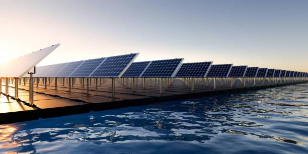 istock 3d rendering of floating solar with sky background. 1500874945