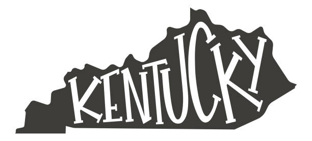 Kentucky map with text script. Silhouette state. Kentucky. Silhouette state. Kentucky map with text script. Vector outline Isolated illustratuon on a white background. Kentucky state map for poster, banner, t-shirt, tee. frankfort kentucky stock illustrations