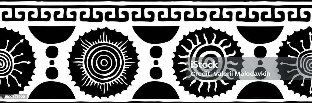 Sun Cultural Pattern Seamless Pattern Banner Ethnic Background Sun Symbols Stock ...