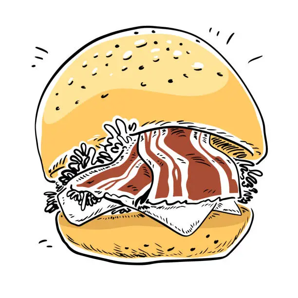 Vector illustration of Bacon Burger Sketch