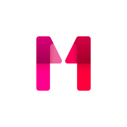 Bright alphabet origami font, for your logo design logo, multi-colored letter m, vector illustration 10EPS