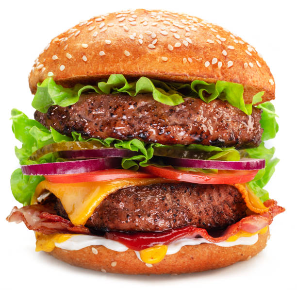 istock Double patty cheeseburger isolated on white background. 1500883879